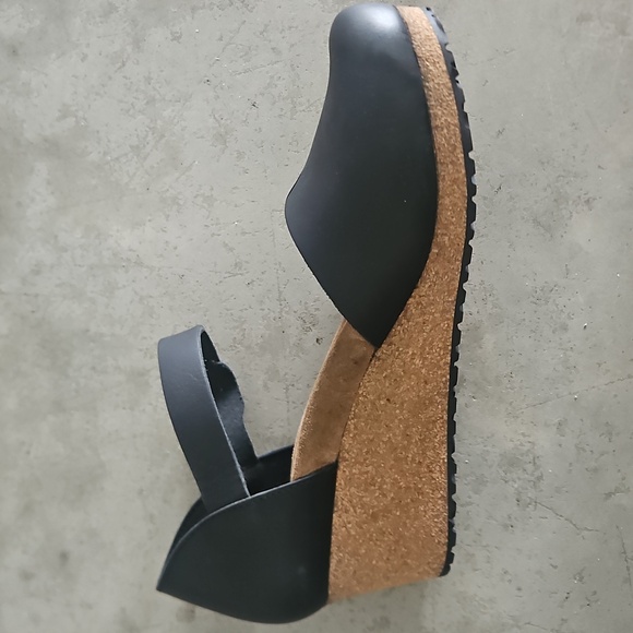 Birkenstock Papillio Black Leather Mary Ring-Buckle Wedge Mary Jane Size 41 / 10 - Picture 3 of 10